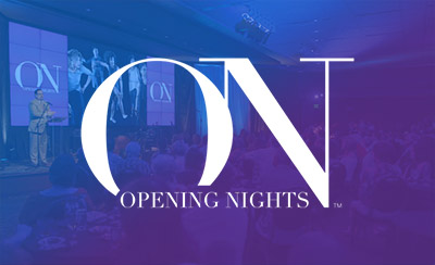 Opening Nights logo over faded background of event